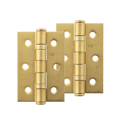 Atlantic Grade 7 Fire Rated 3 Inch Solid Steel Ball Bearing Hinges, Satin Brass - A2H322SB (sold in pairs) SATIN BRASS