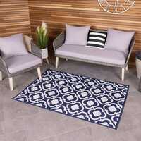 Blue Patterned Weatherproof Rug 120x170cm