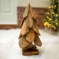 Natural Teak Wooden Christmas Tree - 40cm