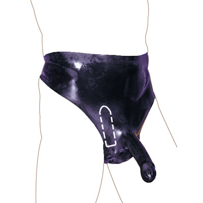 Moulded Black Rubber Male Pants with Sheath  Rear Butt