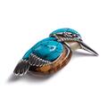 Click to view product details and reviews for Kingfisher Bird Brooch In Silver Turquoise And Amber Default Title.