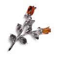 Click to view product details and reviews for Double Rose Brooch In Silver And Cognac Amber Default Title.