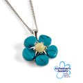 Click to view product details and reviews for Forget Me Not Necklace In Silver Turquoise And Amber 16 42cm.