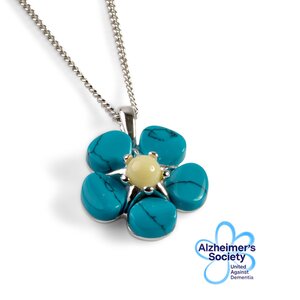 Forget Me Not Necklace In Silver Turquoise And Amber 16 42cm