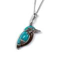 Click to view product details and reviews for Small Kingfisher Bird Necklace In Silver Turquoise And Amber 20 51cm.