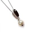 Click to view product details and reviews for Marquise Pearl Necklace In Silver And Cherry Amber 16 40cm.