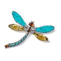 Click to view product details and reviews for Exotic Dragonfly Brooch In Silver Turquoise And Yellow Amber Default Title.