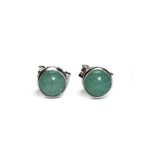 Small Round Stud Earrings In Silver And Aventurine Default Title