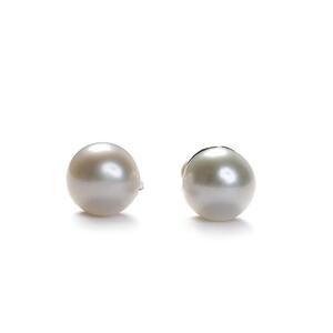 Minimal Small Round Stud Earrings In Silver And White Pearl Default Title