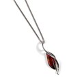 Click to view product details and reviews for Elegant Leaf Shaped Necklace In Silver And Amber 16 42cm.