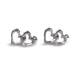 Heart Link Stud Earrings In Silver Default Title