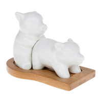 Joe Davies White Bamboo Making Bacon Cruet Set