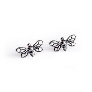 Miniature Bumble Bee Stud Earrings In Silver Default Title
