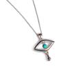 Click to view product details and reviews for Evil Eye Necklace In Silver And Turquoise 16 42cm.