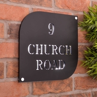 Stunning Matt Black Acrylic House Sign With Mirrored Base Layer