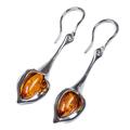 Click to view product details and reviews for Lily Flower Drop Earrings In Silver And Amber Default Title.