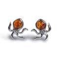 Click to view product details and reviews for Octopus Stud Earrings In Silver And Amber Default Title.