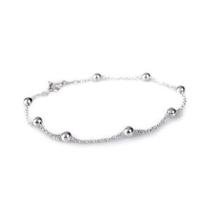 Delicate Ball Link Bracelet In Silver 65 Inches