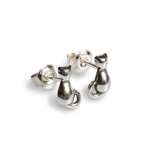 Miniature Cat Stud Earrings In Silver Default Title