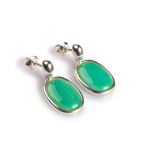 Pastel Green Single Drop Earrings Set In Silver Default Title