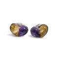 Click to view product details and reviews for Heart Stud Earrings In Silver Amethyst And Yellow Amber Default Title.