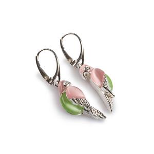 Tropical Pink And Green Parrot Earrings In Silver Default Title