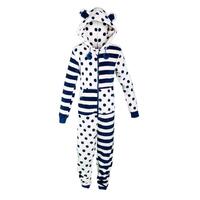 Onezee Spot/Stripe Fleece Onesie - Navy/White