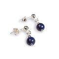 Click to view product details and reviews for Drop Ball Earrings In Silver And Lapis Lazuli Default Title.