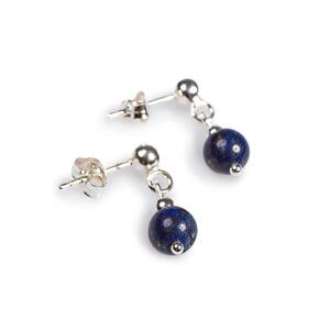 Drop Ball Earrings In Silver And Lapis Lazuli Default Title