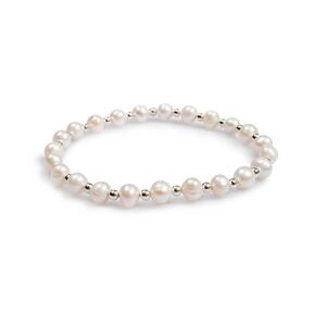 Stretch Bead Bracelet In Silver And Pearl Default Title