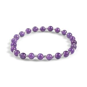 Stretch Bead Bracelet In Silver And Amethyst Default Title