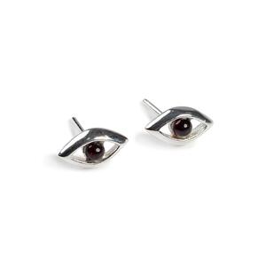 Evil Eye Stud Earrings In Silver And Amber Default Title