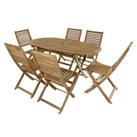 Acacia Wooden Furniture Patio Oval Table & 6 Chairs (7 Pc)