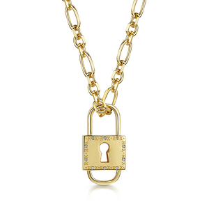 Rox Lox Padlock Diamond Necklace 003ct