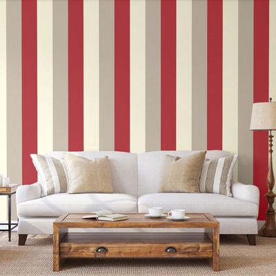 Stripe Wallpaper Red, Cream and Grey - Direct Wallpapers E40910