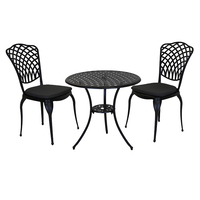 Cast Aluminium Bistro Table And 2 Chairs Set Black Outdoor Table