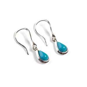 Teardrop Hook Earrings In Silver And Turquoise Default Title
