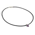 Click to view product details and reviews for Round Amethyst Charm Necklace With Leather Choker Default Title.