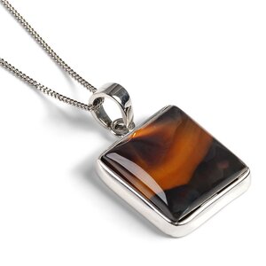 Montana Agate Gemstone Necklace In Silver Natural Designer Gemstone 16 42cm