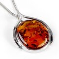 Click to view product details and reviews for Immaculate Cognac Amber And Silver Necklace Natural Designer Gemstone 16 42cm.