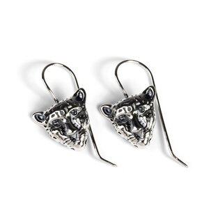Miniature Leopard Head Hook Earrings In Silver Default Title