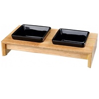 Trixie Ceramic Bowls with Wooden Stand