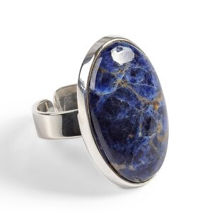 Oval Sodalite Adjustable Statement Ring Natural Designer Gemstone Default Title