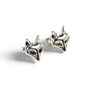 Fox Stud Earrings In Silver And Cubic Zirconia Default Title