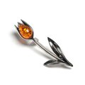 Click to view product details and reviews for Single Tulip Brooch In Silver And Amber Default Title.