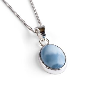 Oval Owyhee Blue Opal Necklace Natural Designer Gemstone 16 42cm