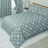 White Star Pattern, Grey Toddler Bedding - Junior Duvet Set