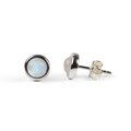 Click to view product details and reviews for Small Round Stud Earrings In Silver And Moonstone Default Title.