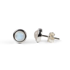 Small Round Stud Earrings In Silver And Moonstone Default Title