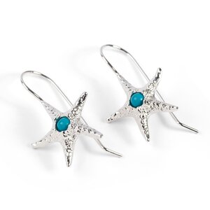 Starfish Hook Earrings In Silver And Turquoise Default Title